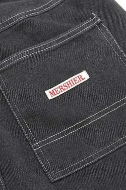 Vintage Washed Black Carpenter Jorts - Y2K Fashion Aesthetic with Grunge & Coquette Vibes