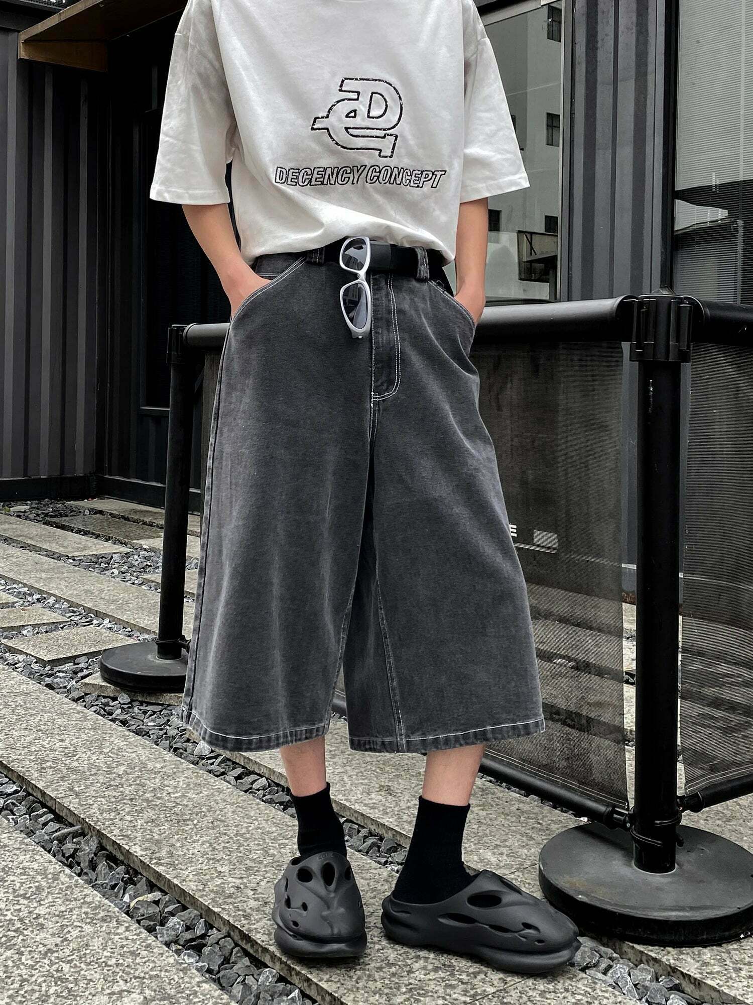 Vintage Washed Black Carpenter Jorts - Y2K Fashion Aesthetic with Grunge & Coquette Vibes Vintage Washed Black Carpenter Jorts - Y2K Fashion Aesthetic with Grunge & Coquette Vibes