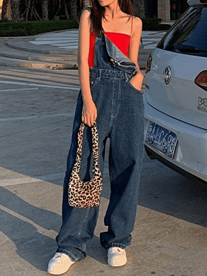 Vintage Washed Boyfriend Denim Overall - Y2K Fashion Staple for Women's Coquette Aesthetic Vintage Washed Boyfriend Denim Overall - Y2K Fashion Staple for Women's Coquette Aesthetic