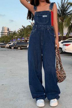 Vintage Washed Boyfriend Denim Overall - Y2K Fashion Staple for Women's Coquette Aesthetic