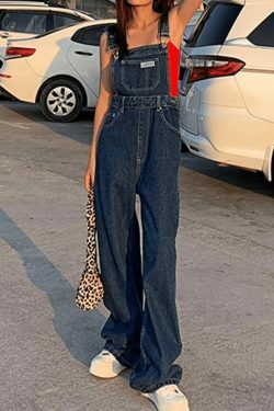 Vintage Washed Boyfriend Denim Overall - Y2K Fashion Staple for Women's Coquette Aesthetic