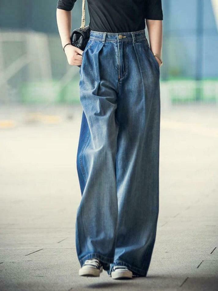 Vintage Washed Boyfriend Jeans - Y2K Aesthetic Denim for Women - Grunge Style Cargo Skirt Outfit