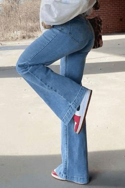 Vintage Washed Boyfriend Jeans: Y2K Aesthetic Mid-Waist Denim for Women's Fashion