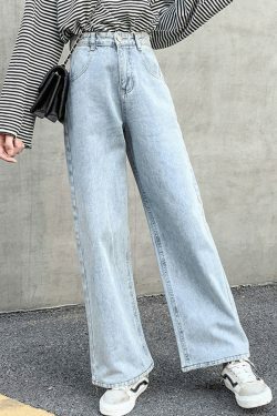 Vintage Washed Boyfriend Jeans: Y2K Fashion Staple for Women's Coquette Aesthetic Outfits