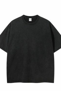 Vintage Washed Cotton Tee: Y2K Aesthetic Grunge Style Coquette Fashion Cute Tops