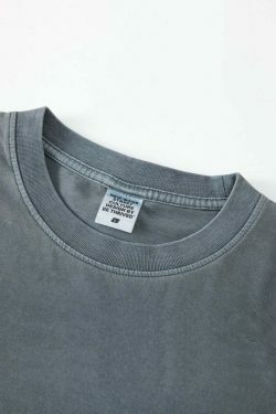 Vintage Washed Cotton Tee: Y2K Aesthetic Grunge Style Coquette Fashion Cute Tops