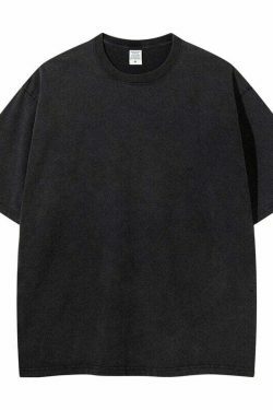 Vintage Washed Cotton Tee: Y2K Aesthetic Grunge Style Coquette Fashion Cute Tops