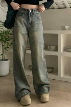 Vintage Washed Distressed High Rise Boyfriend Jeans - Y2K Fashion Aesthetic for Women