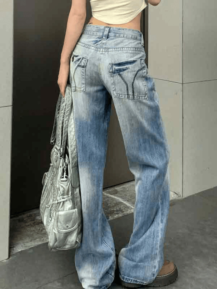 Vintage Washed Distressed Low Waist Boyfriend Jeans - Y2K Fashion Aesthetic for Women Vintage Washed Distressed Low Waist Boyfriend Jeans - Y2K Fashion Aesthetic for Women