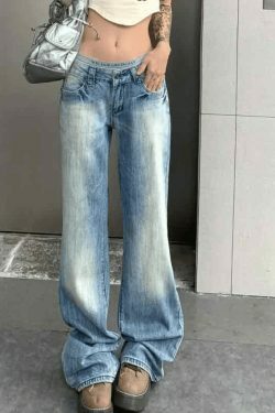 Vintage Washed Distressed Low Waist Boyfriend Jeans - Y2K Fashion Aesthetic for Women