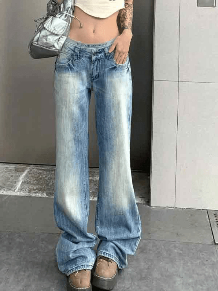 Vintage Washed Distressed Low Waist Boyfriend Jeans - Y2K Fashion Aesthetic for Women Vintage Washed Distressed Low Waist Boyfriend Jeans - Y2K Fashion Aesthetic for Women