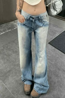 Vintage Washed Distressed Low Waist Boyfriend Jeans - Y2K Fashion Aesthetic for Women