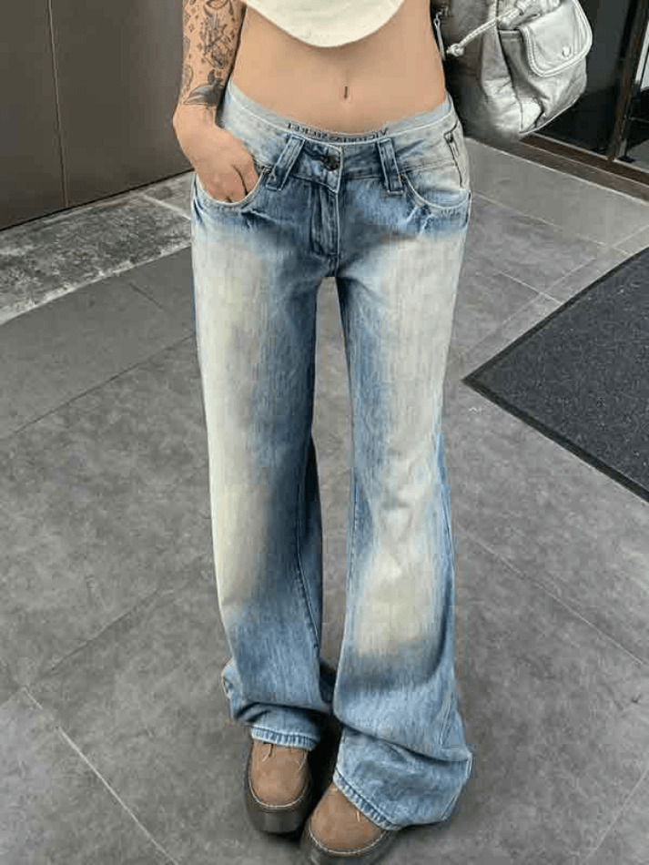 Vintage Washed Distressed Low Waist Boyfriend Jeans - Y2K Fashion Aesthetic for Women Vintage Washed Distressed Low Waist Boyfriend Jeans - Y2K Fashion Aesthetic for Women