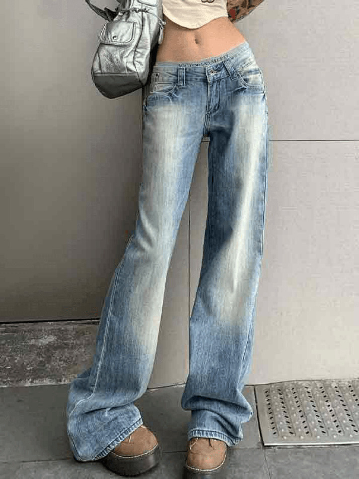 Vintage Washed Distressed Low Waist Boyfriend Jeans - Y2K Fashion Aesthetic for Women Vintage Washed Distressed Low Waist Boyfriend Jeans - Y2K Fashion Aesthetic for Women