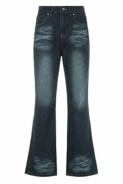 Vintage Washed Flared Jeans: Y2K Fashion with Coquette & Grunge Aesthetics