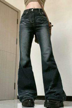 Vintage Washed Flared Jeans: Y2K Fashion with Coquette & Grunge Aesthetics