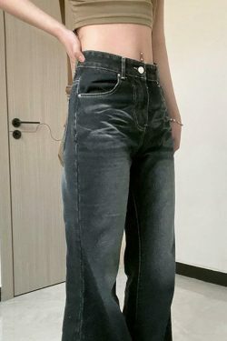 Vintage Washed Flared Jeans: Y2K Fashion with Coquette & Grunge Aesthetics