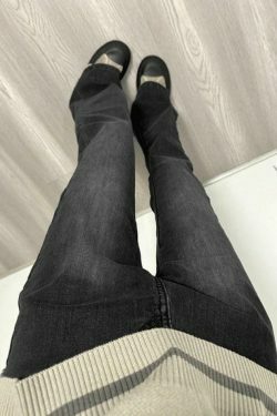 Vintage Washed High Rise Slim Flare Jeans - Y2K Aesthetic Coquette Grunge Style