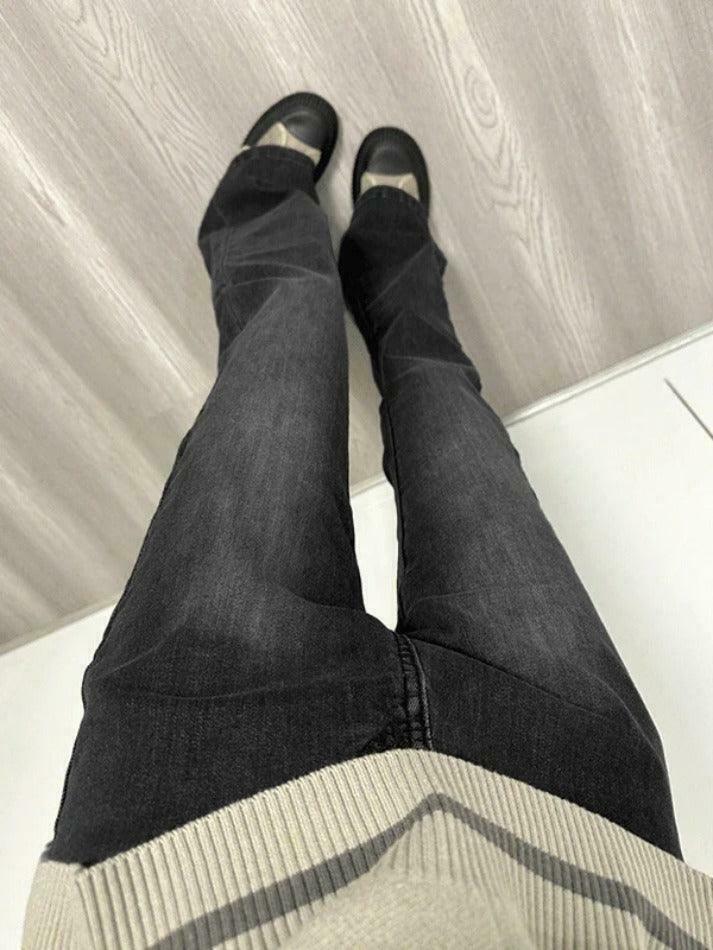 Vintage Washed High Rise Slim Flare Jeans - Y2K Aesthetic Coquette Grunge Style Vintage Washed High Rise Slim Flare Jeans - Y2K Aesthetic Coquette Grunge Style