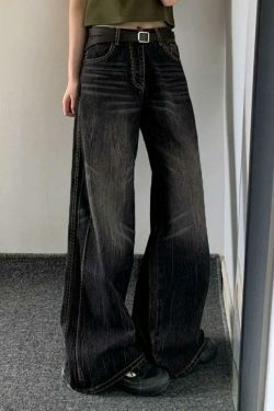 Vintage Washed High Waist Boyfriend Jeans - Y2K Aesthetic Denim - Coquette Grunge Fashion