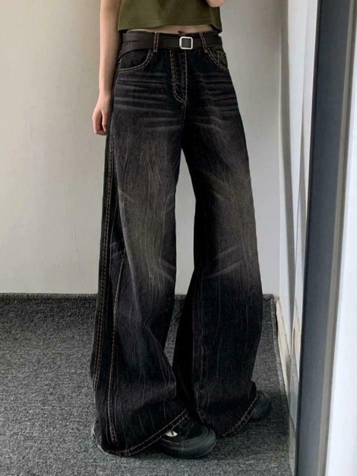 Vintage Washed High Waist Boyfriend Jeans - Y2K Aesthetic Denim - Coquette Grunge Fashion Vintage Washed High Waist Boyfriend Jeans - Y2K Aesthetic Denim - Coquette Grunge Fashion