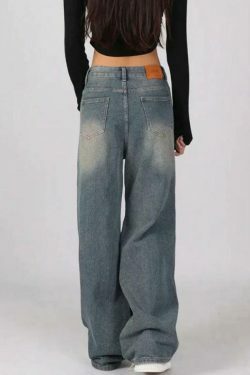 Vintage Washed High Waist Boyfriend Jeans - Y2K Aesthetic Denim for Niche Women's Fashion