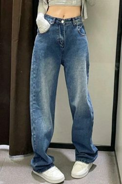 Vintage Washed High Waist Boyfriend Jeans - Y2K Fashion Aesthetic for Women