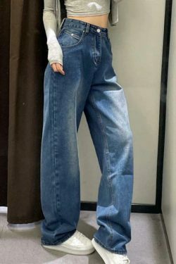 Vintage Washed High Waist Boyfriend Jeans - Y2K Fashion Aesthetic for Women