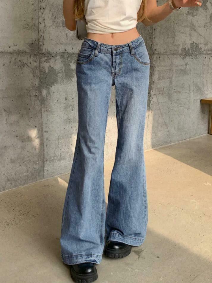 Vintage Washed Low Waist Mopping Boyfriend Jeans for Women - Y2K Fashion Aesthetic Vintage Washed Low Waist Mopping Boyfriend Jeans for Women - Y2K Fashion Aesthetic