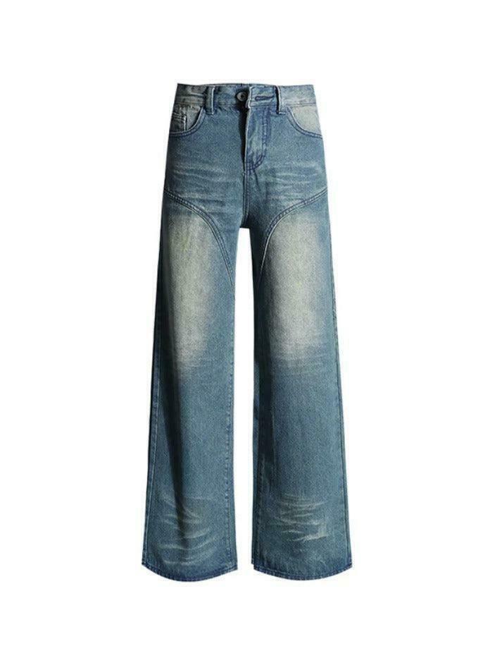 Vintage Washed Splice Boyfriend Jeans - Y2K Fashion Staple for Coquette Aesthetic & Grunge Style