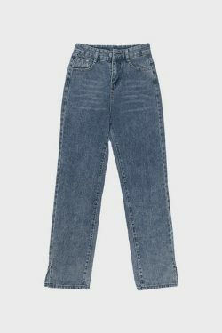 Vintage Washed Split Boyfriend Jeans - Y2K Fashion Aesthetic for Women
