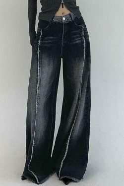 Vintage Washed Wide Leg Jeans: Y2K Fashion Staple for Women's Coquette Aesthetic Outfits