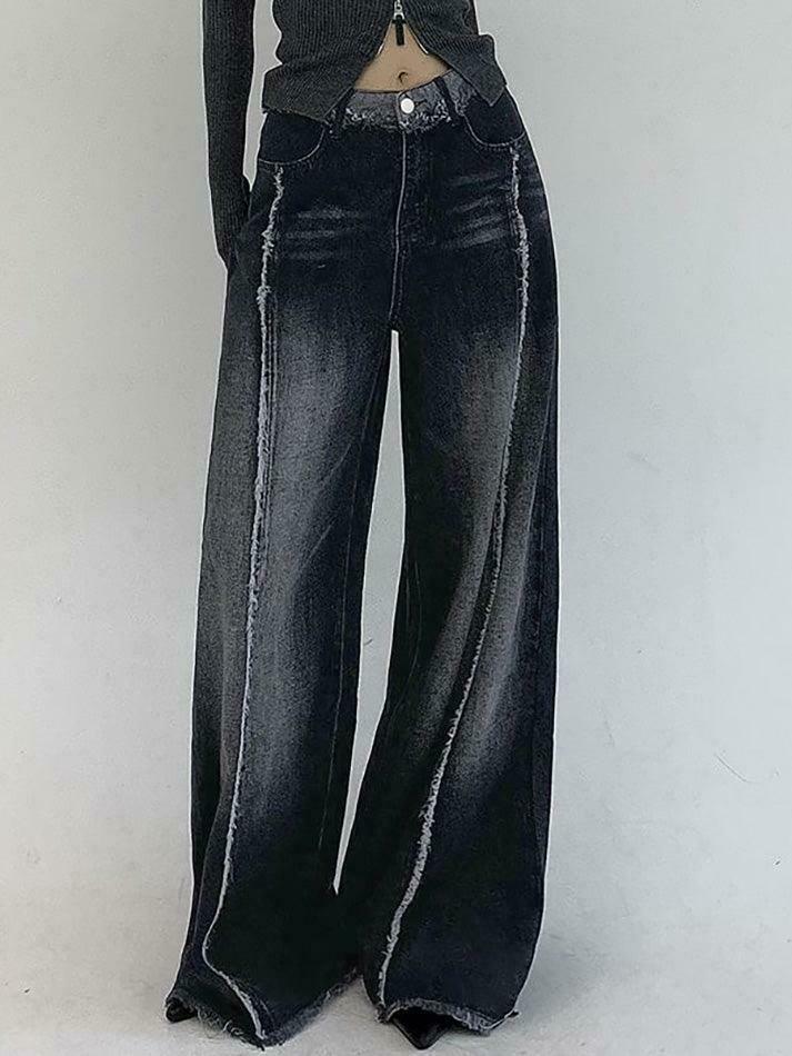 Vintage Washed Wide Leg Jeans: Y2K Fashion Staple for Women's Coquette Aesthetic Outfits Vintage Washed Wide Leg Jeans: Y2K Fashion Staple for Women's Coquette Aesthetic Outfits