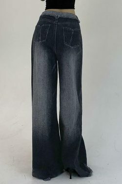 Vintage Washed Wide Leg Jeans: Y2K Fashion Staple for Women's Coquette Aesthetic Outfits