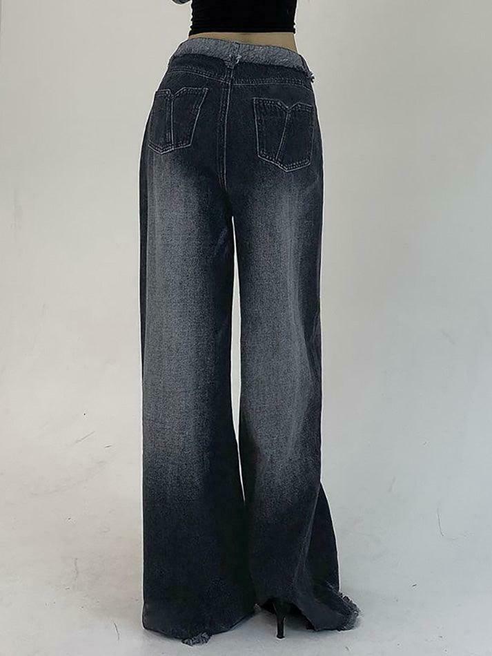 Vintage Washed Wide Leg Jeans: Y2K Fashion Staple for Women's Coquette Aesthetic Outfits Vintage Washed Wide Leg Jeans: Y2K Fashion Staple for Women's Coquette Aesthetic Outfits