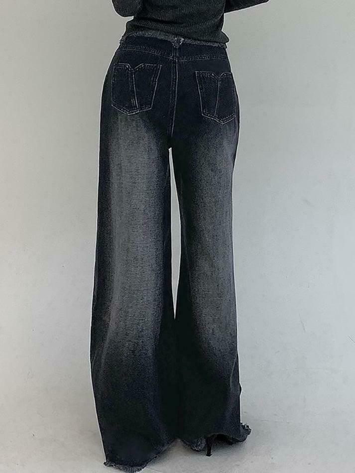 Vintage Washed Wide Leg Jeans: Y2K Fashion Staple for Women's Coquette Aesthetic Outfits Vintage Washed Wide Leg Jeans: Y2K Fashion Staple for Women's Coquette Aesthetic Outfits