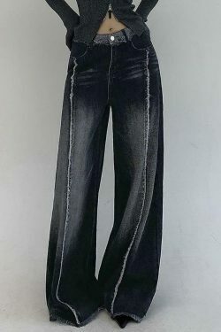 Vintage Washed Wide Leg Jeans: Y2K Fashion Staple for Women's Coquette Aesthetic Outfits