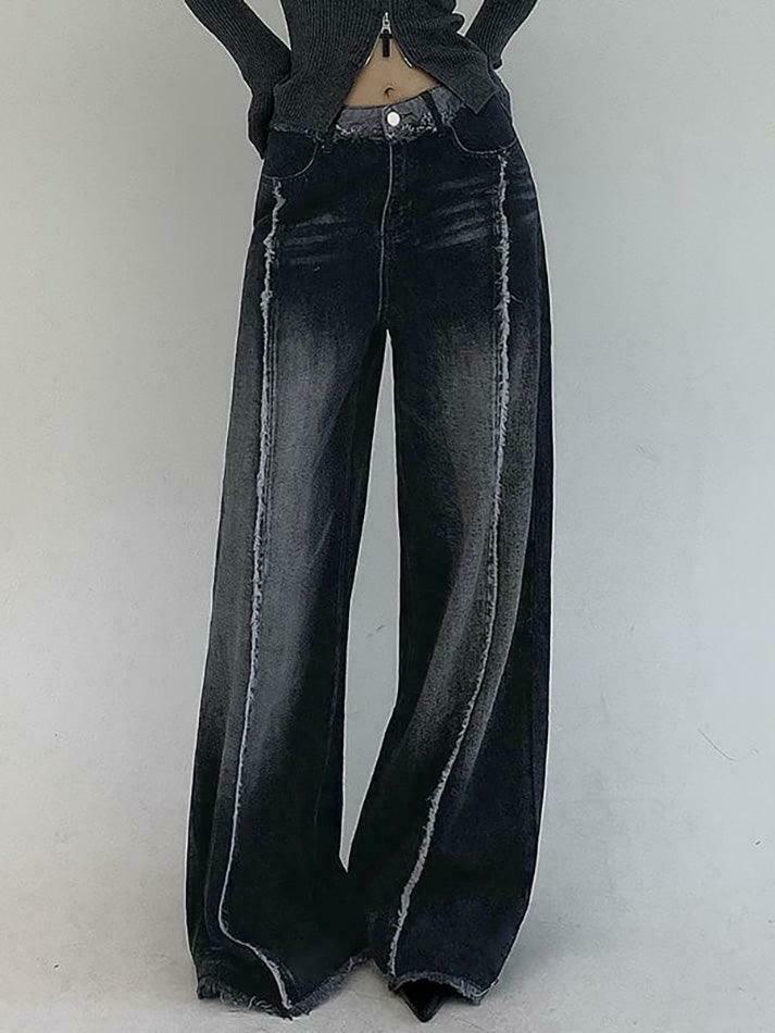 Vintage Washed Wide Leg Jeans: Y2K Fashion Staple for Women's Coquette Aesthetic Outfits Vintage Washed Wide Leg Jeans: Y2K Fashion Staple for Women's Coquette Aesthetic Outfits