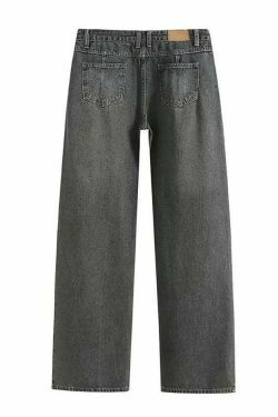 Vintage Washed Wide Leg Jeans: Y2K Fashion Staple for Women's Grunge and Coquette Aesthetic Outfits