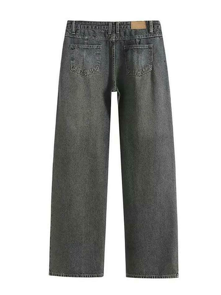Vintage Washed Wide Leg Jeans: Y2K Fashion Staple for Women's Grunge and Coquette Aesthetic Outfits