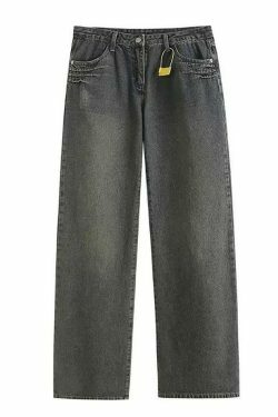 Vintage Washed Wide Leg Jeans: Y2K Fashion Staple for Women's Grunge and Coquette Aesthetic Outfits
