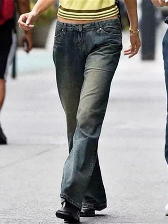 Vintage Washed Wide Leg Jeans: Y2K Fashion Staple for Women's Grunge and Coquette Aesthetic Outfits