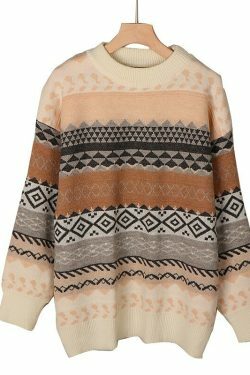 Vintage Winter Sweater: Y2K Aesthetic Coquette Style with Grunge Flair and Pastel Goth Vibes
