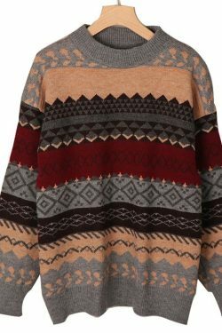 Vintage Winter Sweater: Y2K Aesthetic Coquette Style with Grunge Flair and Pastel Goth Vibes