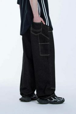 Vintage Y2K Aesthetic Cargo Skirt with Loose Fit Skater Jeans