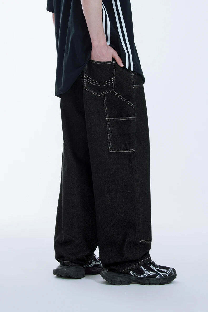 Vintage Y2K Aesthetic Cargo Skirt with Loose Fit Skater Jeans Vintage Y2K Aesthetic Cargo Skirt with Loose Fit Skater Jeans