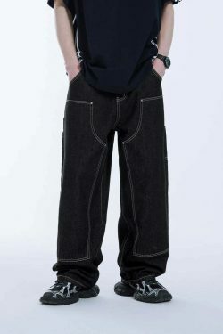 Vintage Y2K Aesthetic Cargo Skirt with Loose Fit Skater Jeans