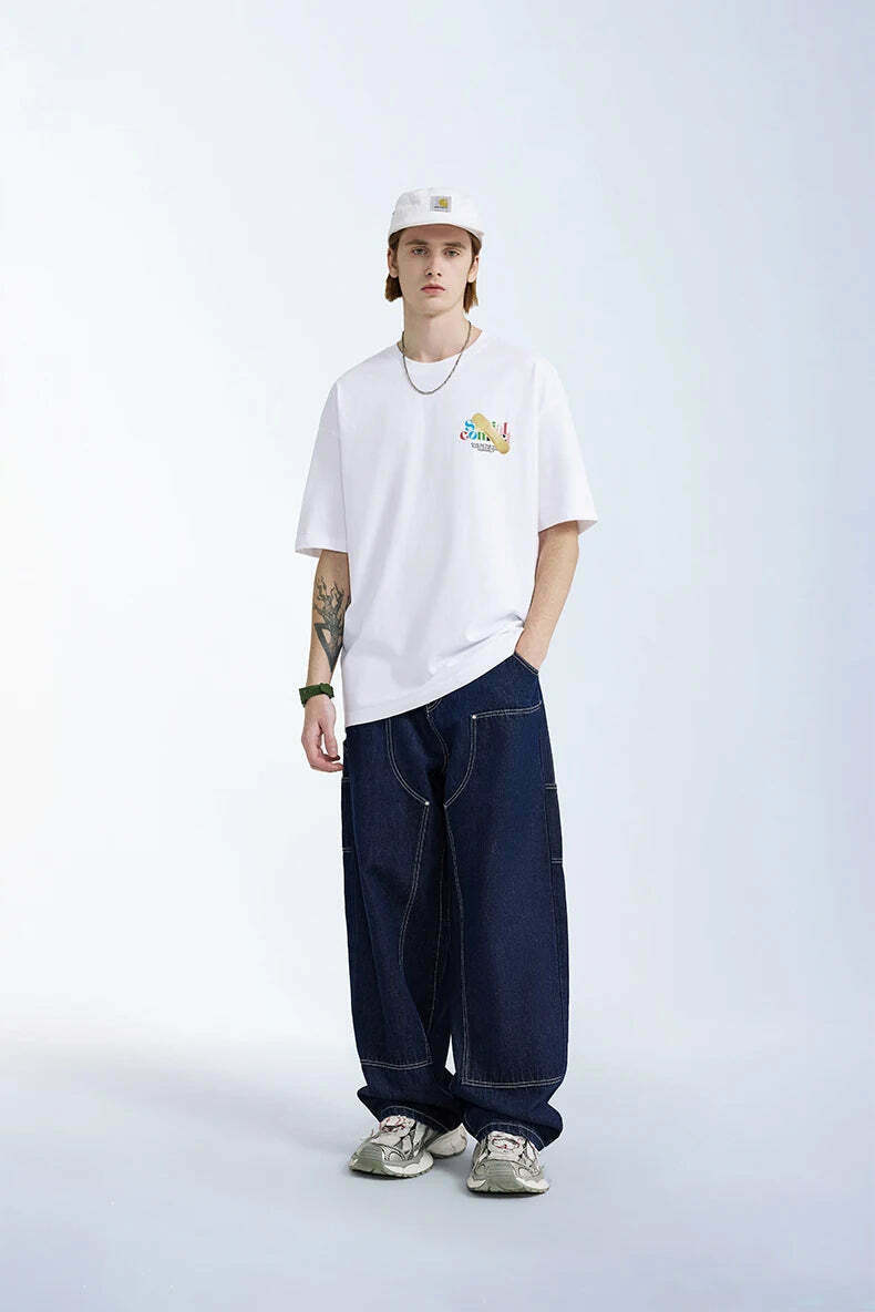 Vintage Y2K Aesthetic Cargo Skirt with Loose Fit Skater Jeans Vintage Y2K Aesthetic Cargo Skirt with Loose Fit Skater Jeans