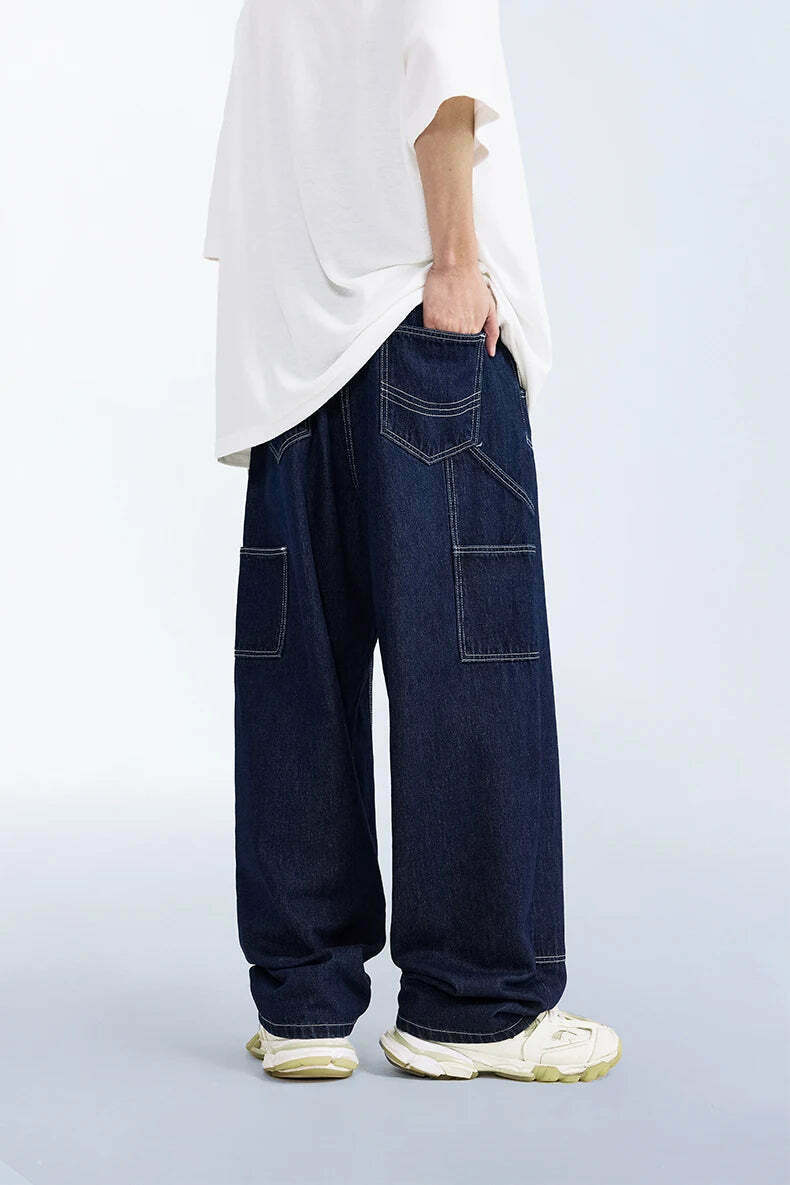 Vintage Y2K Aesthetic Cargo Skirt with Loose Fit Skater Jeans Vintage Y2K Aesthetic Cargo Skirt with Loose Fit Skater Jeans