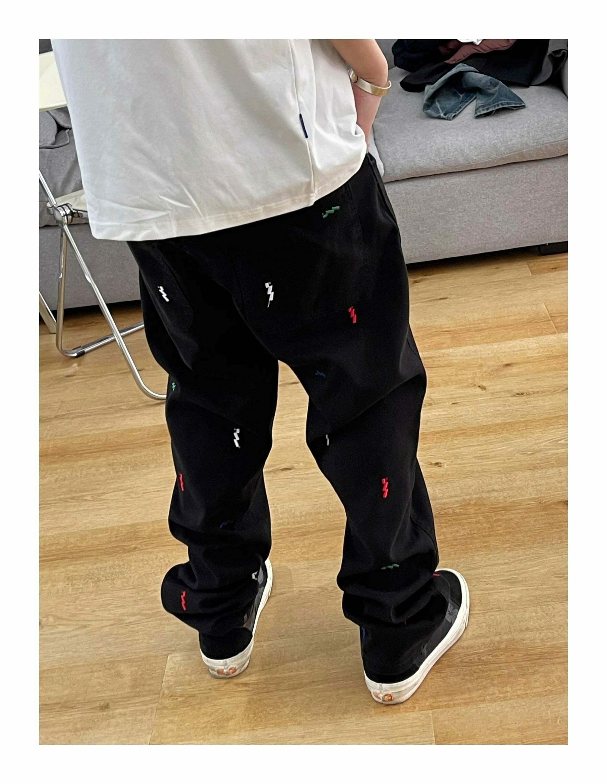 Vintage Y2K Aesthetic Embroidered Jeans - Coquette Style with Grunge & Pastel Goth Vibes Vintage Y2K Aesthetic Embroidered Jeans - Coquette Style with Grunge & Pastel Goth Vibes